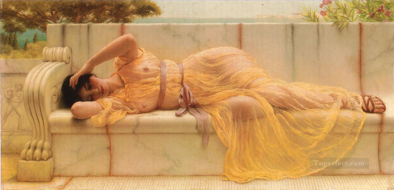 Girl in yellow Drapery Neoclassicist lady John William Godward Oil Paintings